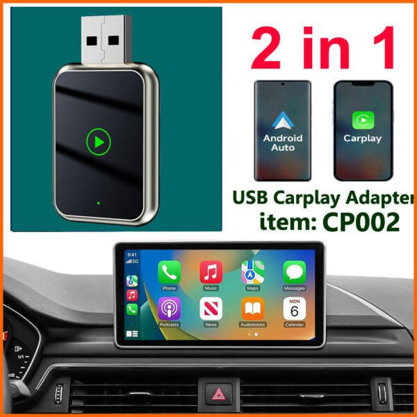 USB 2 in 1 Wireless Carplay Adapter Box Wired to Wireless Dongle Adaptor for Car 2016+